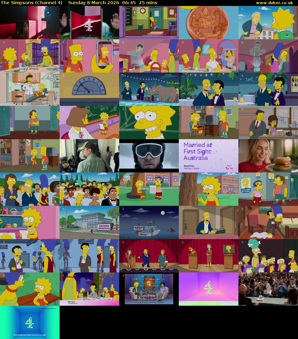 The Simpsons (Channel 4) Sunday 8 March 2026 06:45 - 07:10