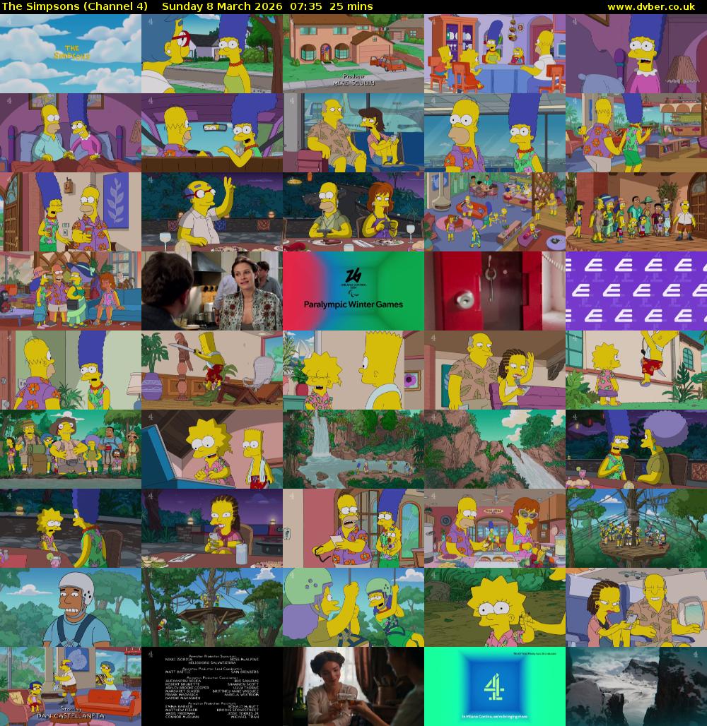 The Simpsons (Channel 4) Sunday 8 March 2026 07:35 - 08:00
