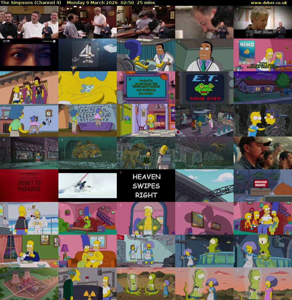 The Simpsons (Channel 4) Monday 9 March 2026 02:50 - 03:15