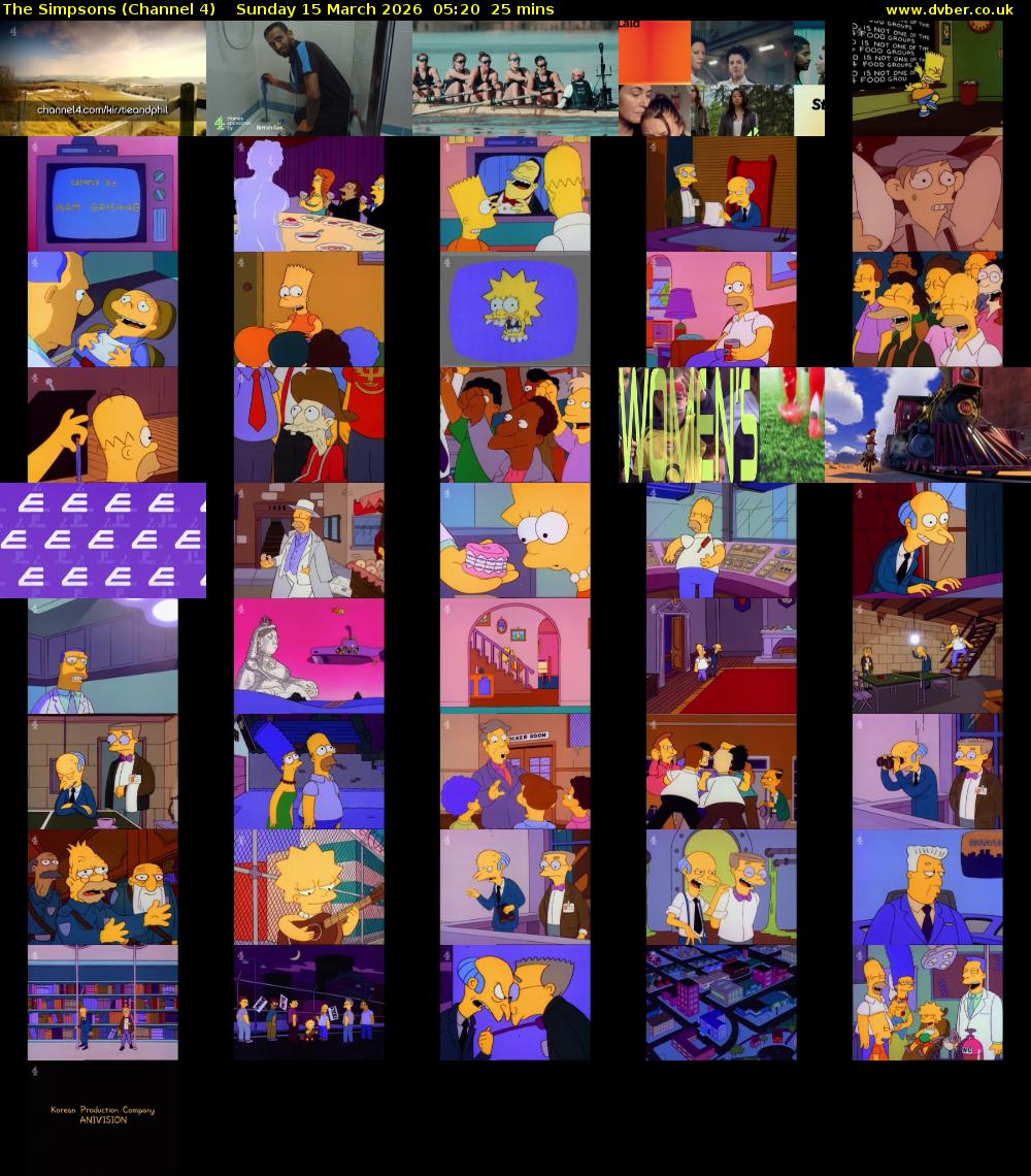 The Simpsons (Channel 4) Sunday 15 March 2026 05:20 - 05:45