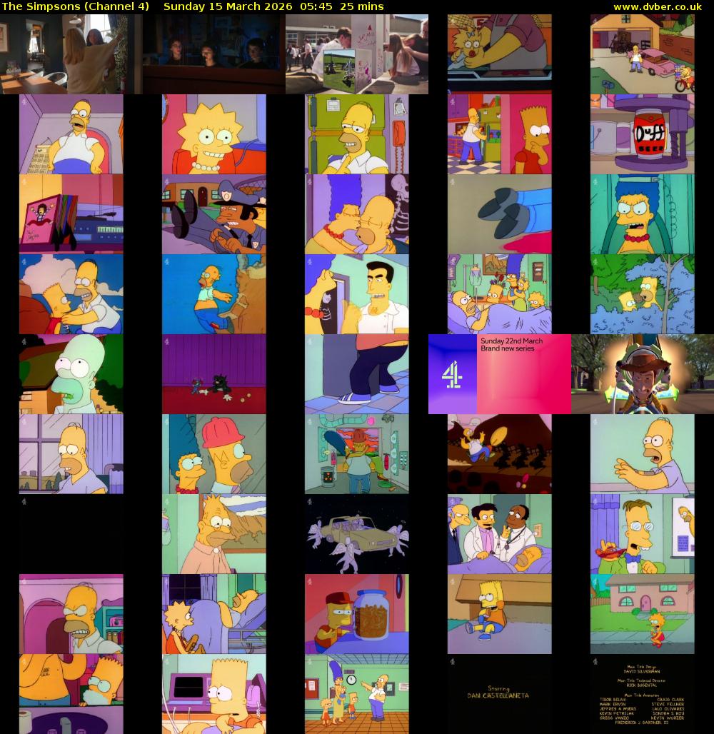 The Simpsons (Channel 4) Sunday 15 March 2026 05:45 - 06:10
