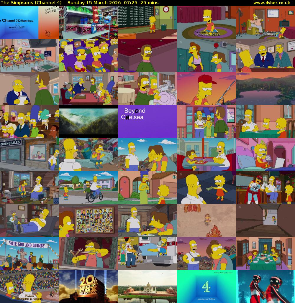 The Simpsons (Channel 4) Sunday 15 March 2026 07:25 - 07:50