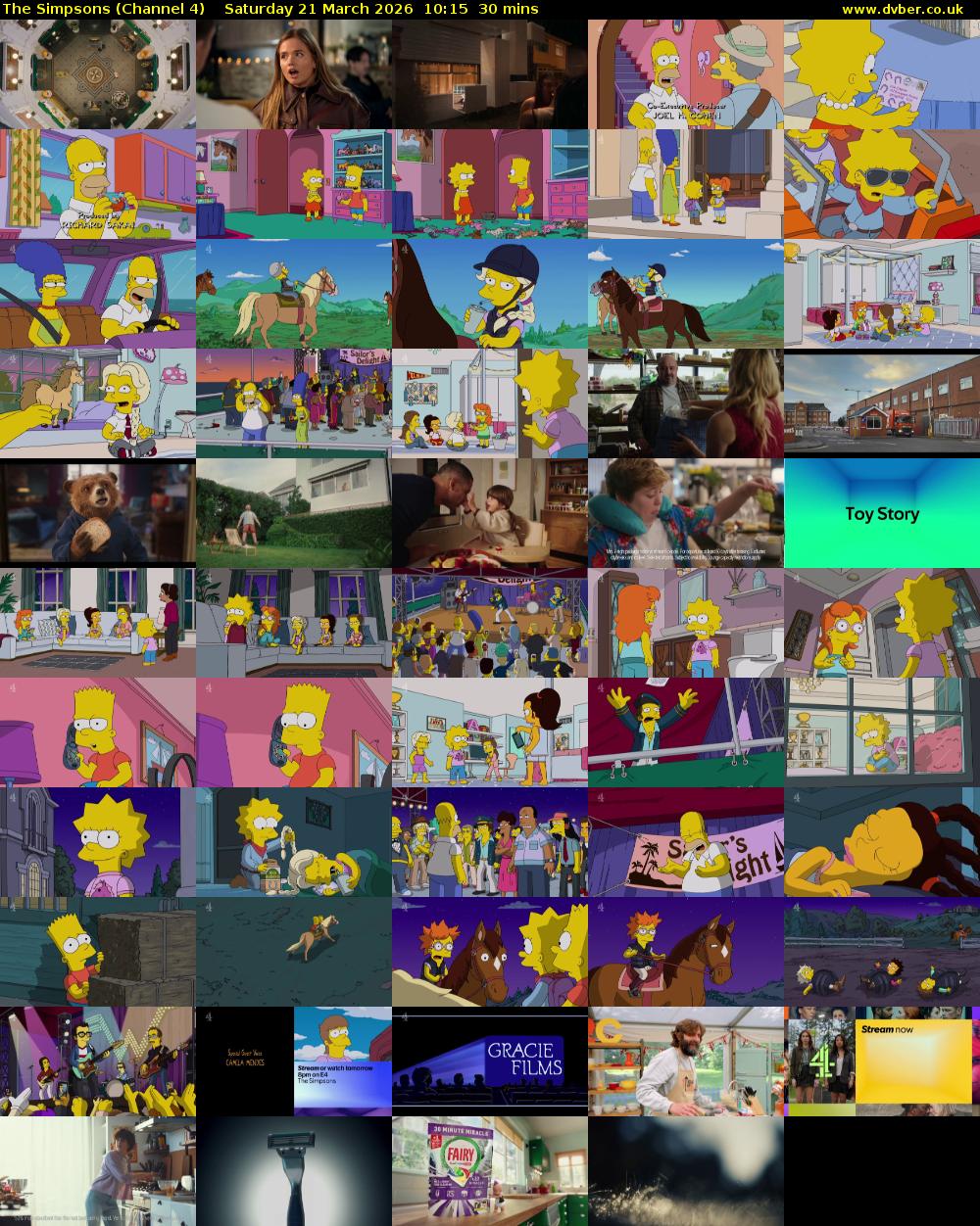 The Simpsons (Channel 4) Saturday 21 March 2026 10:15 - 10:45