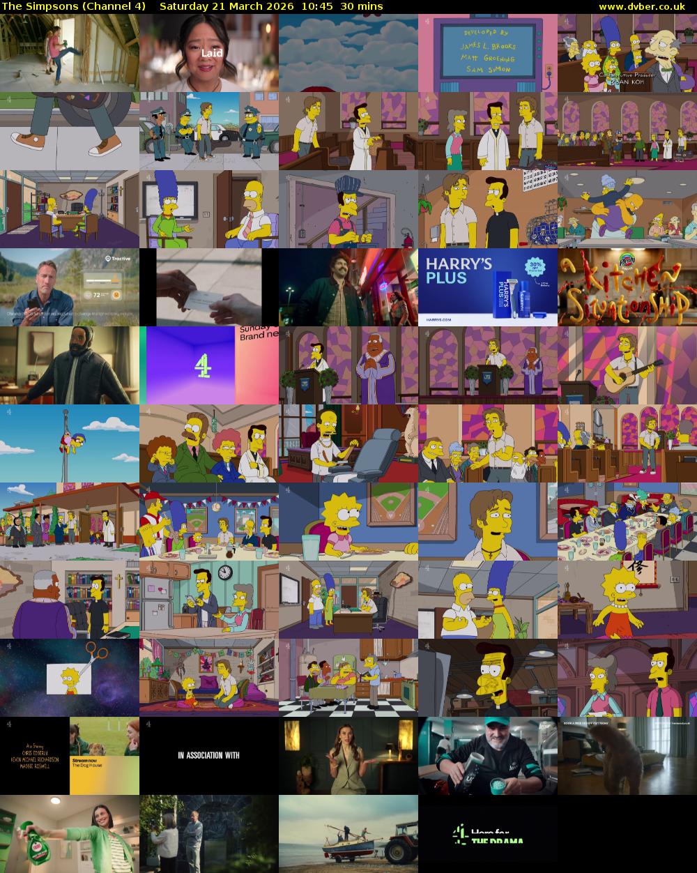 The Simpsons (Channel 4) Saturday 21 March 2026 10:45 - 11:15