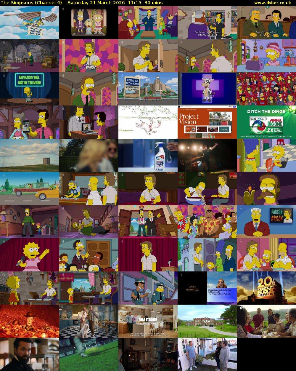 The Simpsons (Channel 4) Saturday 21 March 2026 11:15 - 11:45