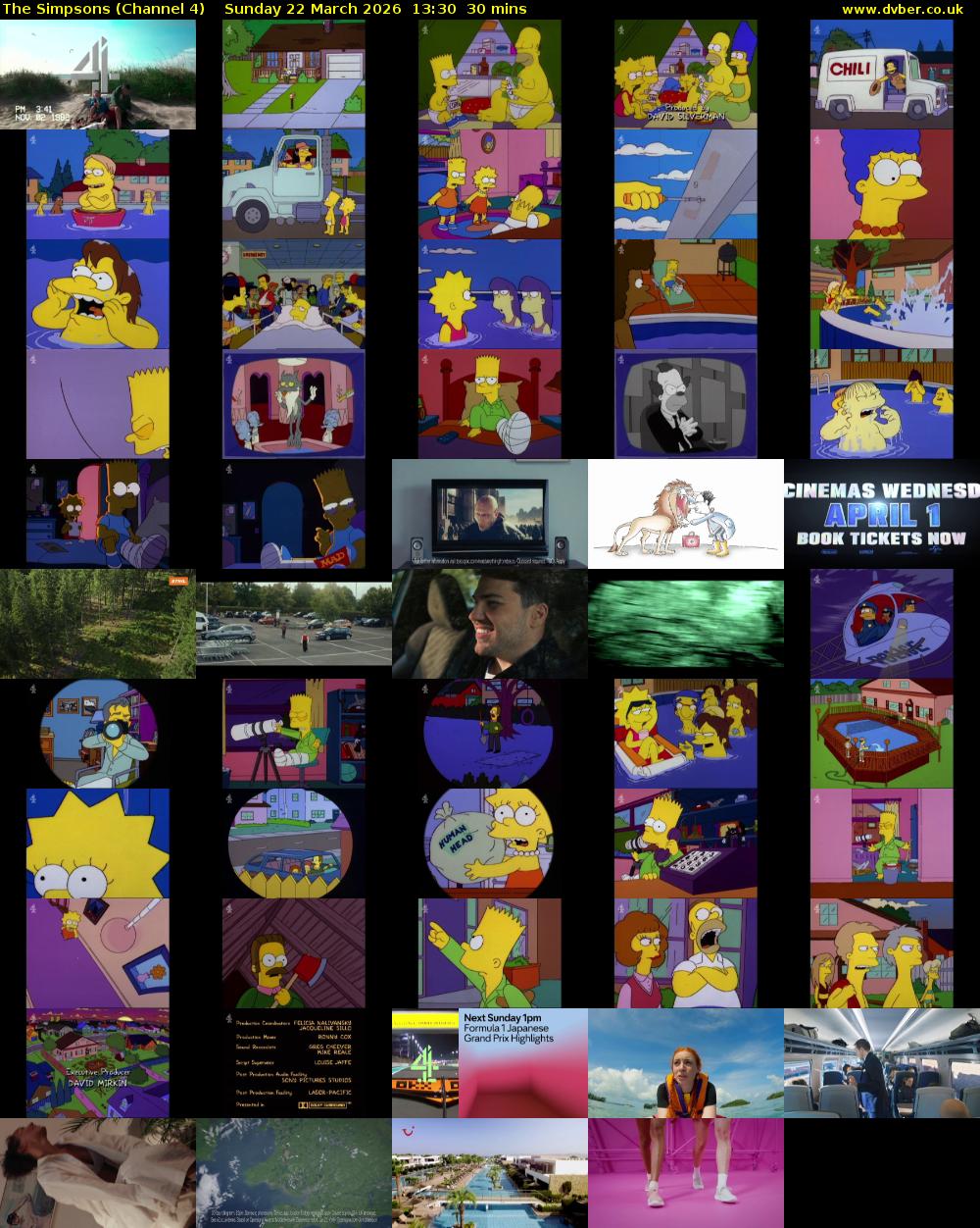 The Simpsons (Channel 4) Sunday 22 March 2026 13:30 - 14:00