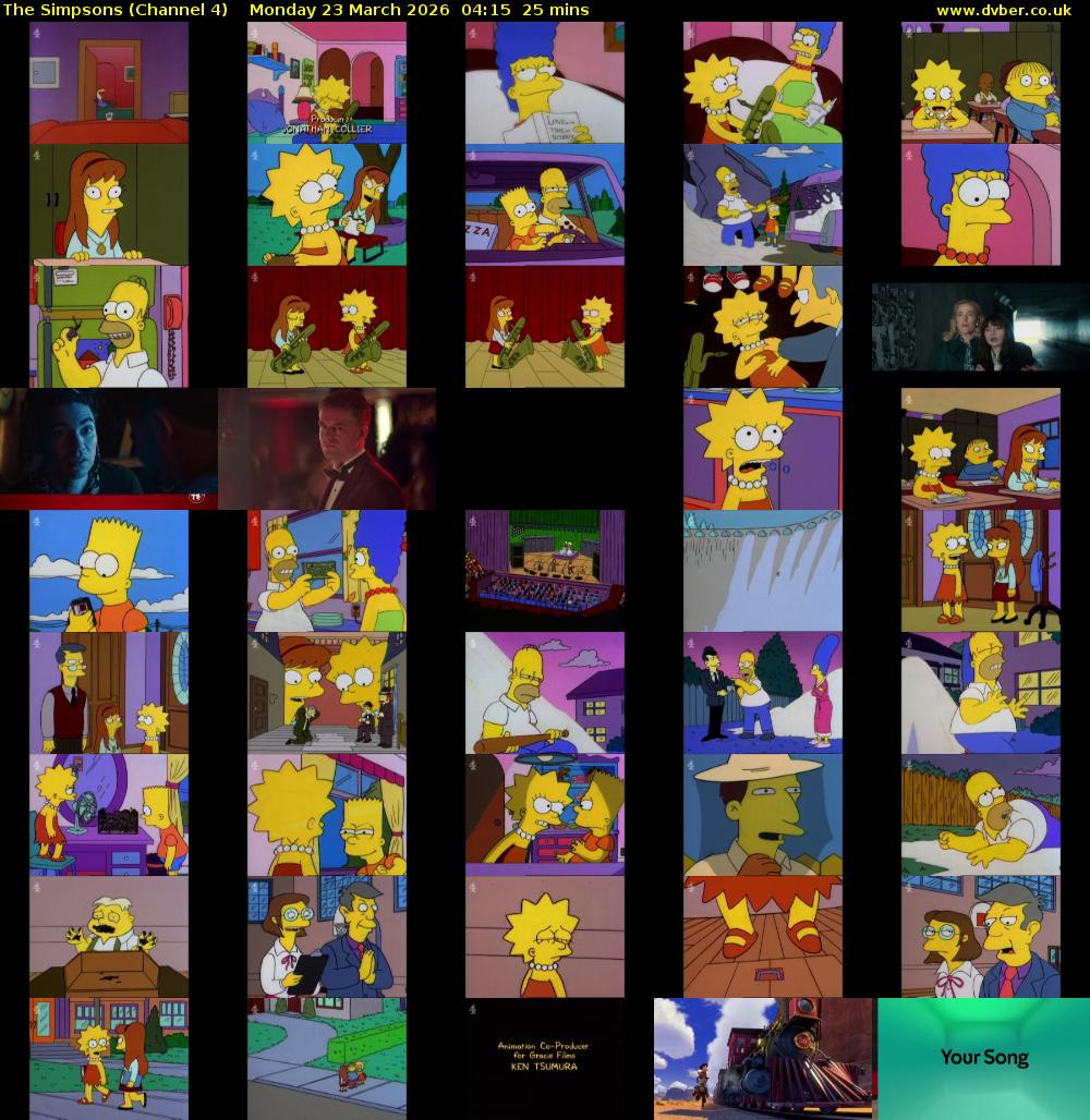 The Simpsons (Channel 4) Monday 23 March 2026 04:15 - 04:40