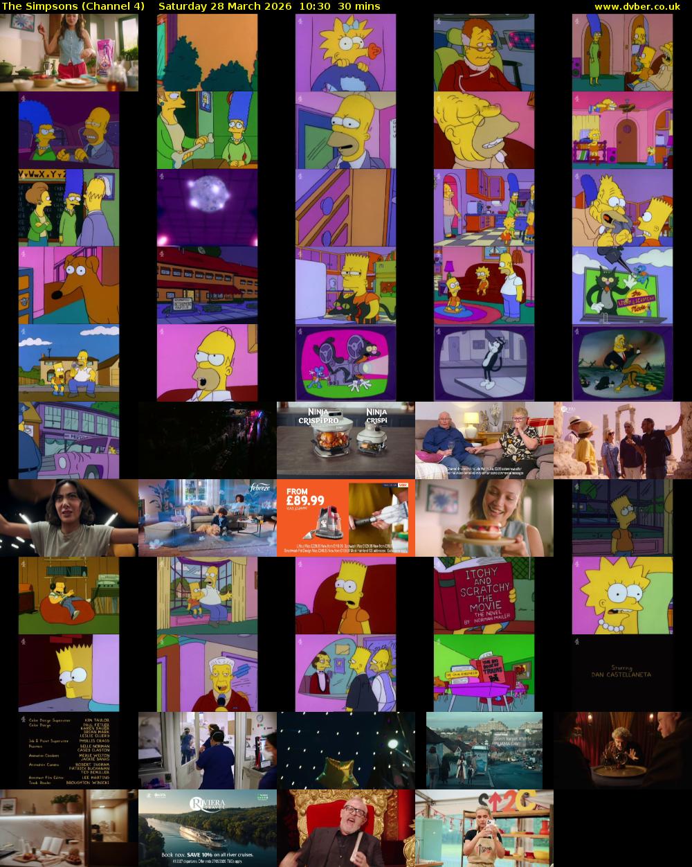 The Simpsons (Channel 4) Saturday 28 March 2026 10:30 - 11:00