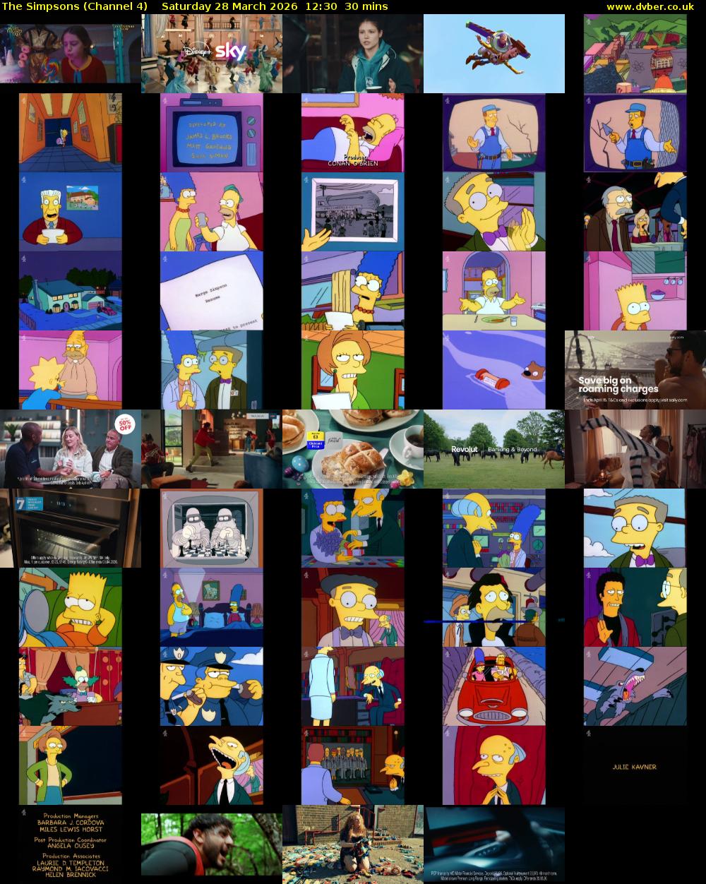 The Simpsons (Channel 4) Saturday 28 March 2026 12:30 - 13:00