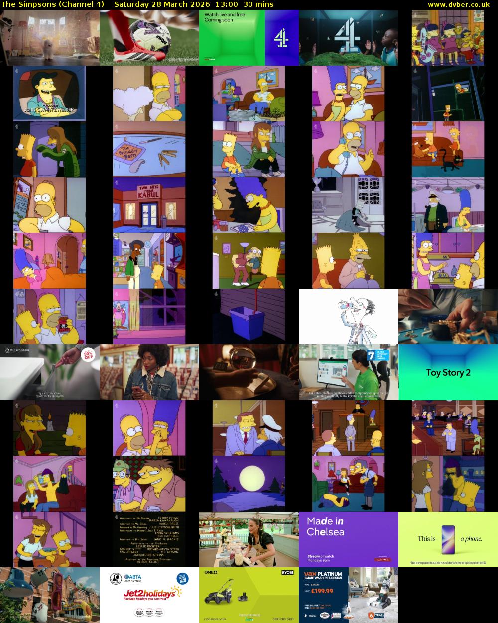 The Simpsons (Channel 4) Saturday 28 March 2026 13:00 - 13:30