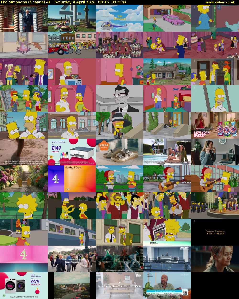 The Simpsons (Channel 4) Saturday 4 April 2026 08:15 - 08:45