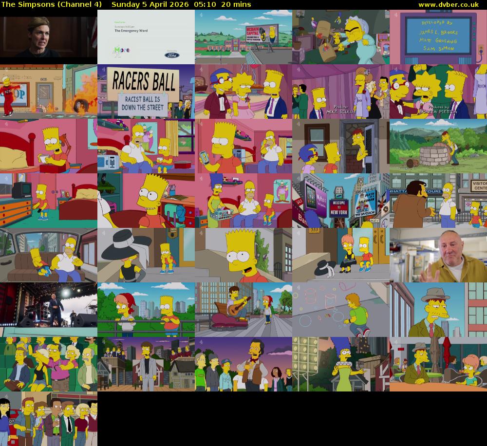 The Simpsons (Channel 4) Sunday 5 April 2026 05:10 - 05:30