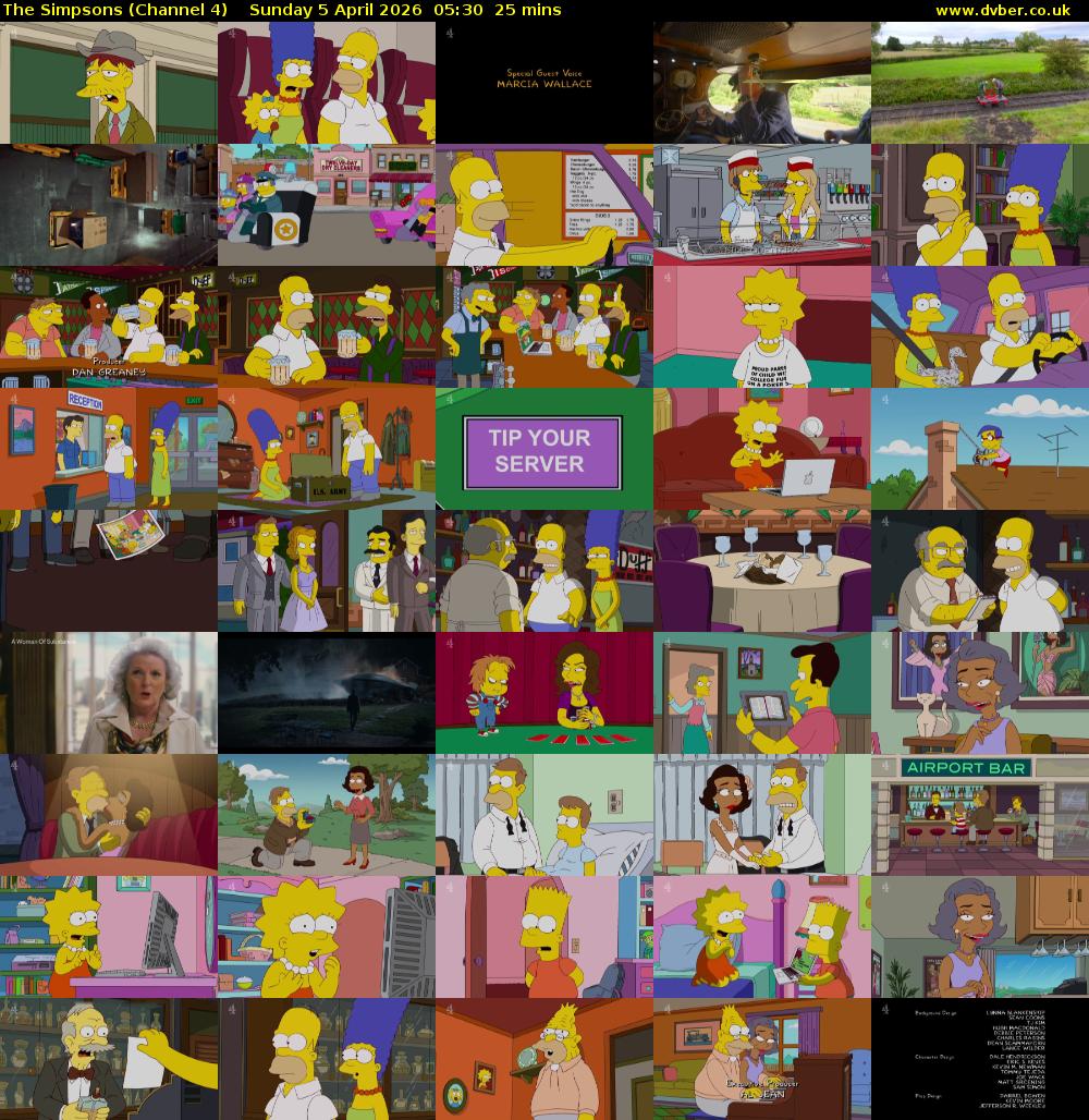 The Simpsons (Channel 4) Sunday 5 April 2026 05:30 - 05:55