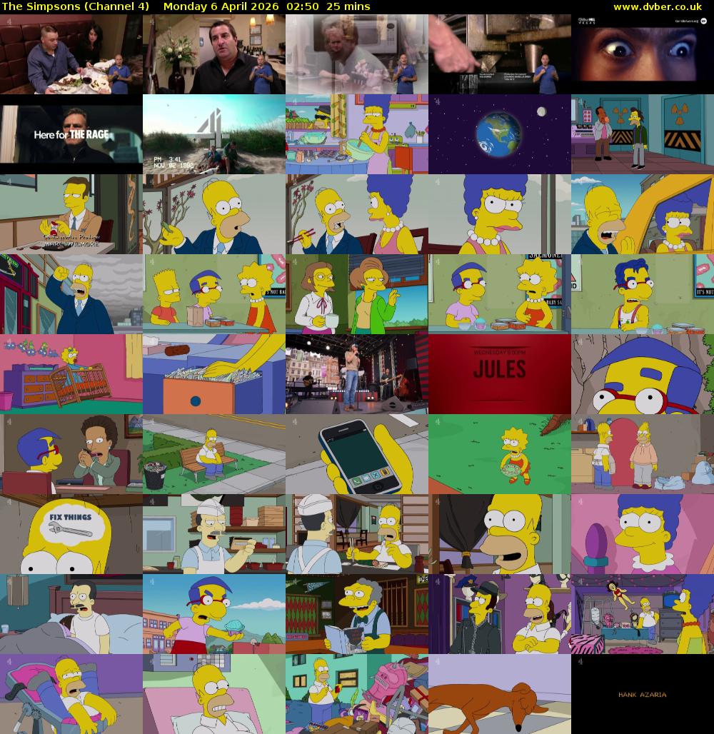 The Simpsons (Channel 4) Monday 6 April 2026 02:50 - 03:15