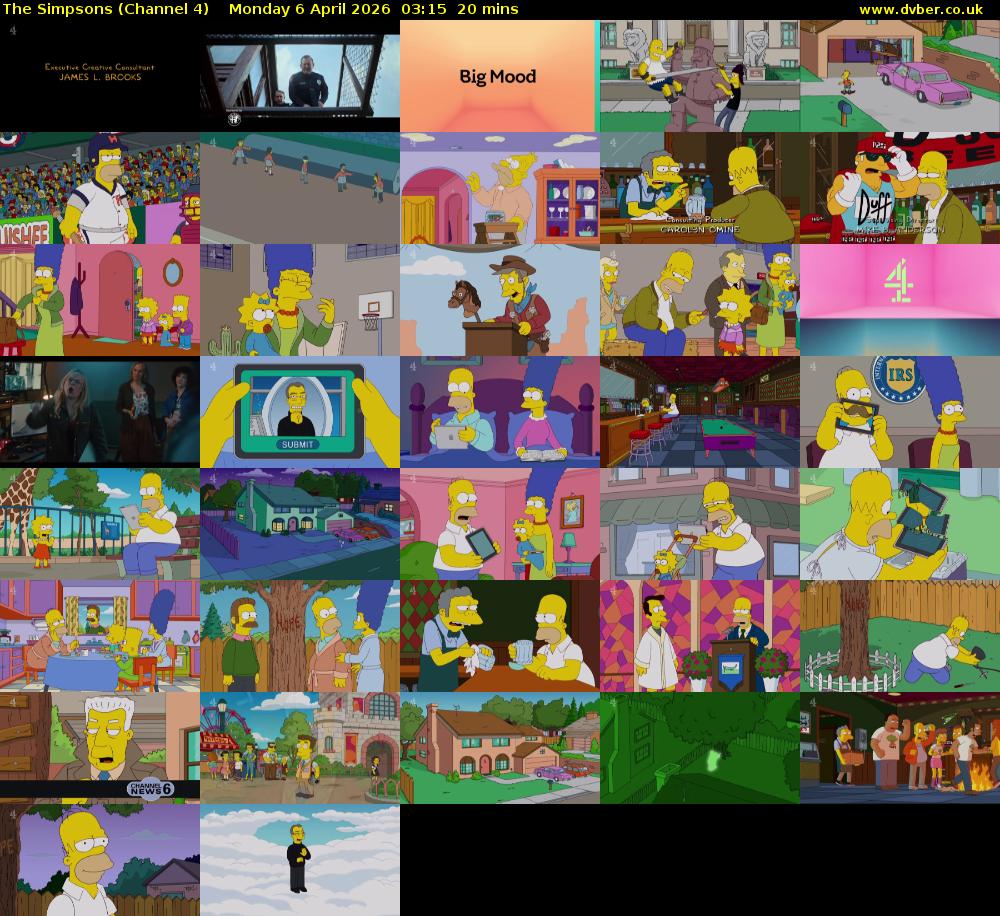 The Simpsons (Channel 4) Monday 6 April 2026 03:15 - 03:35