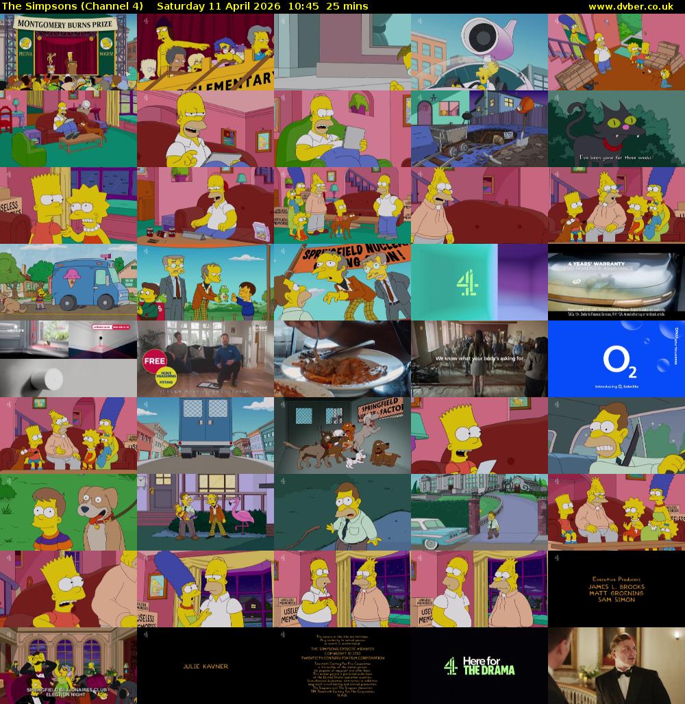 The Simpsons (Channel 4) Saturday 11 April 2026 10:45 - 11:10