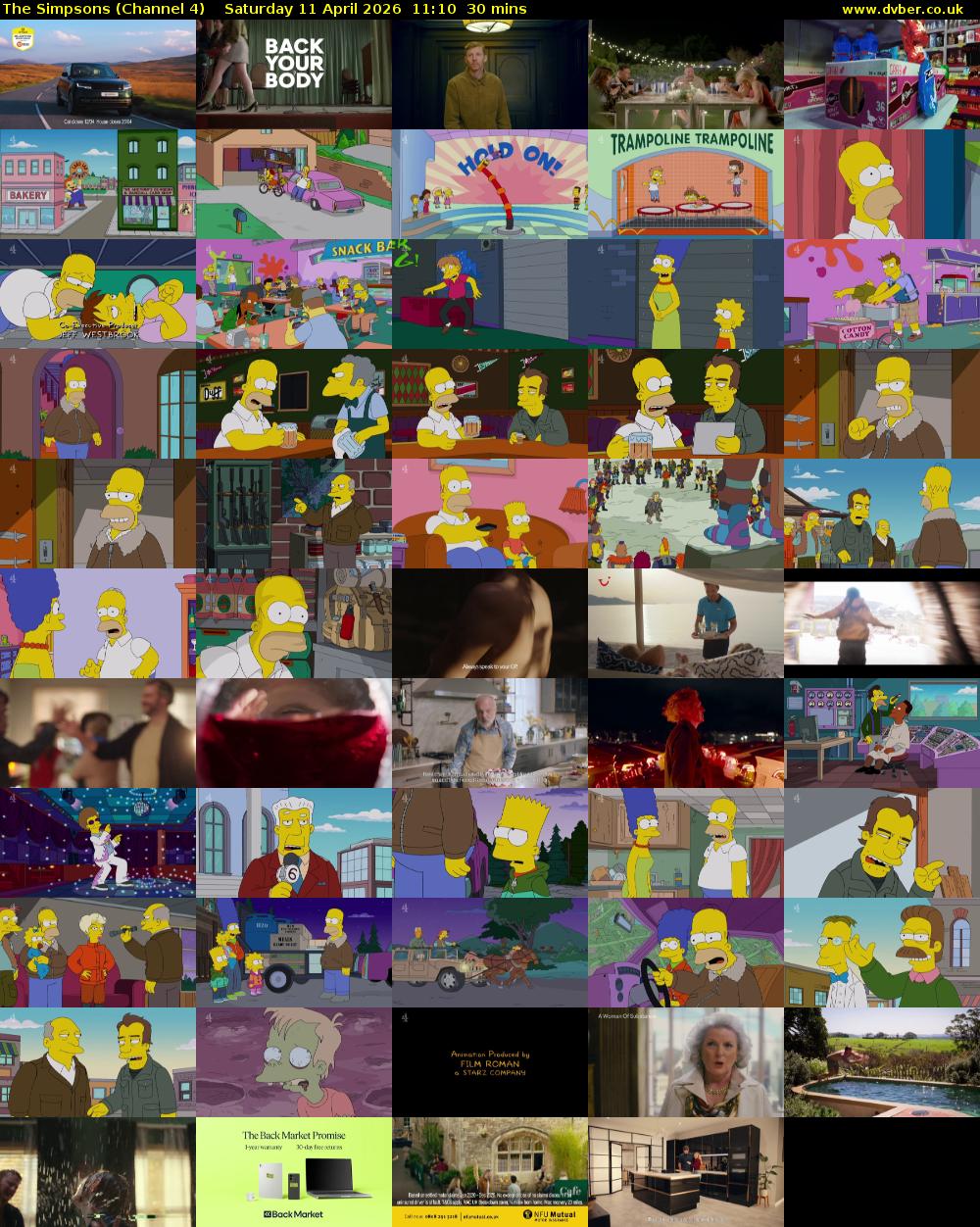 The Simpsons (Channel 4) Saturday 11 April 2026 11:10 - 11:40
