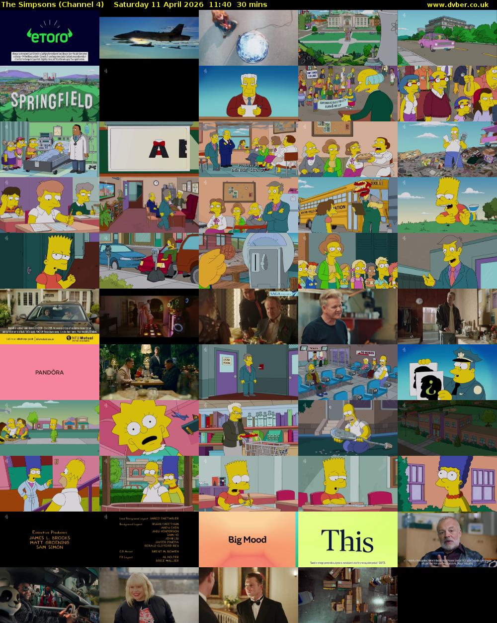 The Simpsons (Channel 4) Saturday 11 April 2026 11:40 - 12:10