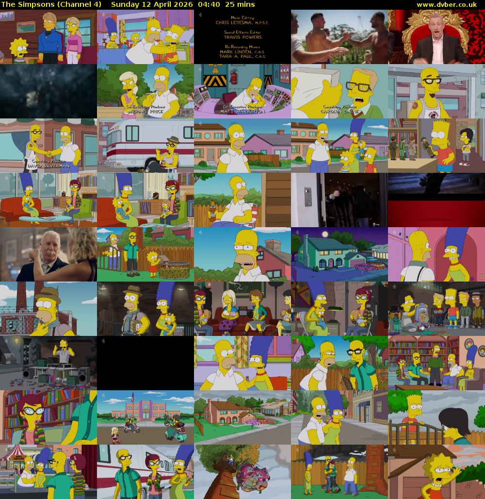 The Simpsons (Channel 4) Sunday 12 April 2026 04:40 - 05:05
