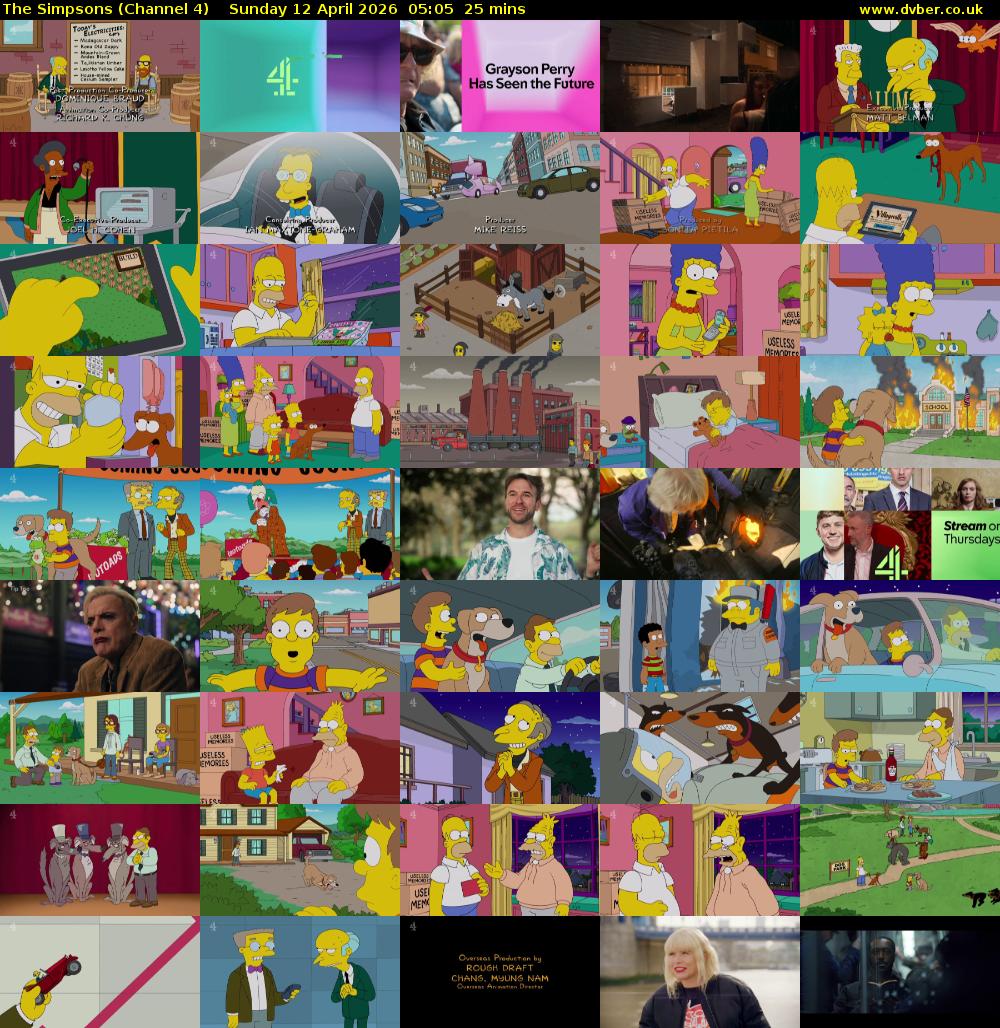 The Simpsons (Channel 4) Sunday 12 April 2026 05:05 - 05:30