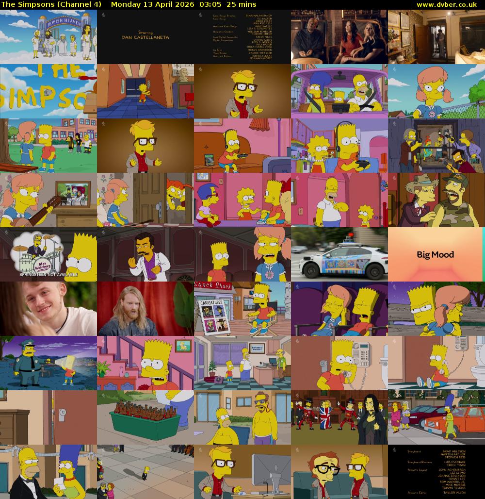 The Simpsons (Channel 4) Monday 13 April 2026 03:05 - 03:30
