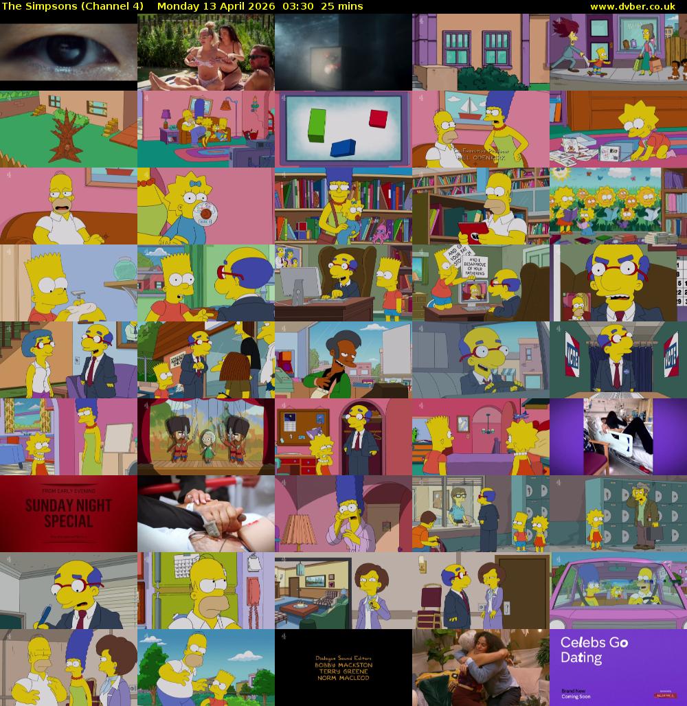 The Simpsons (Channel 4) Monday 13 April 2026 03:30 - 03:55