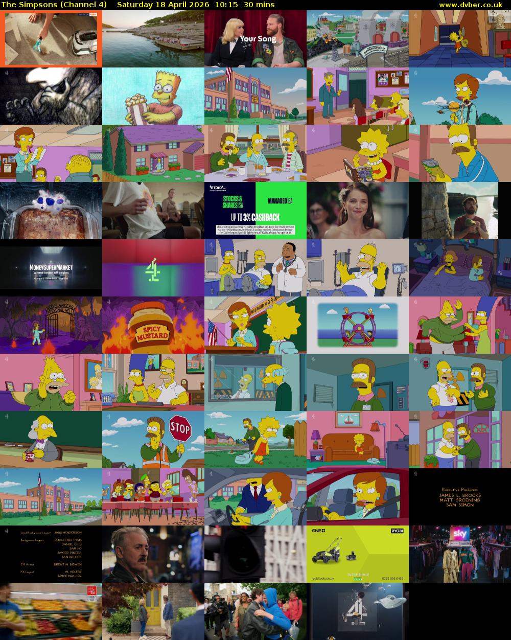 The Simpsons (Channel 4) Saturday 18 April 2026 10:15 - 10:45