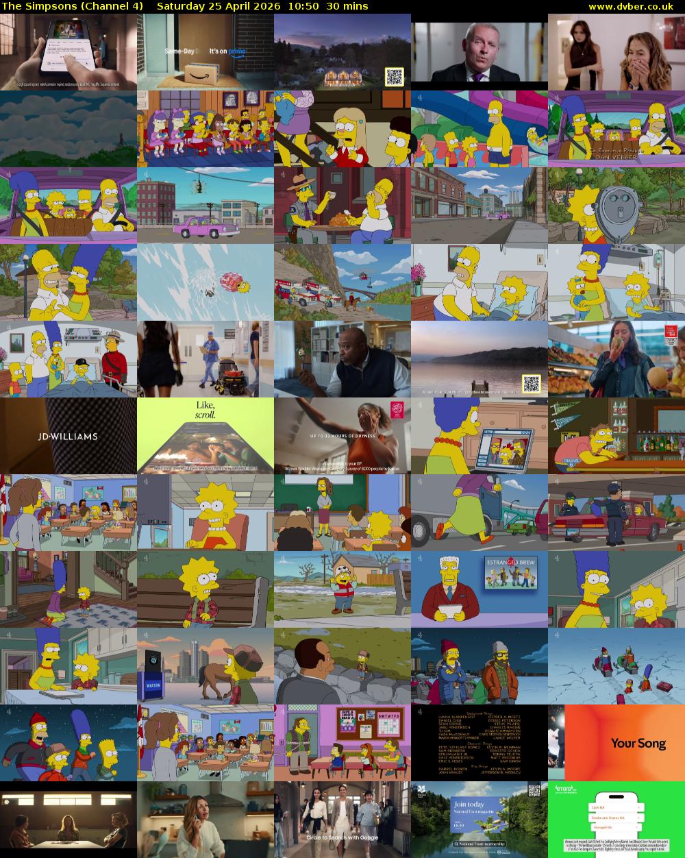 The Simpsons (Channel 4) Saturday 25 April 2026 10:50 - 11:20