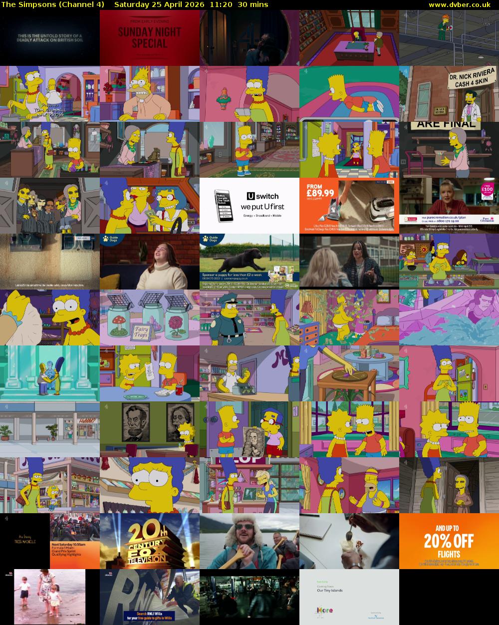 The Simpsons (Channel 4) Saturday 25 April 2026 11:20 - 11:50