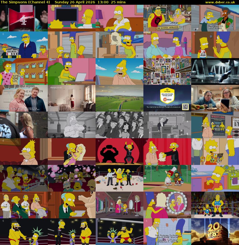 The Simpsons (Channel 4) Sunday 26 April 2026 13:00 - 13:25
