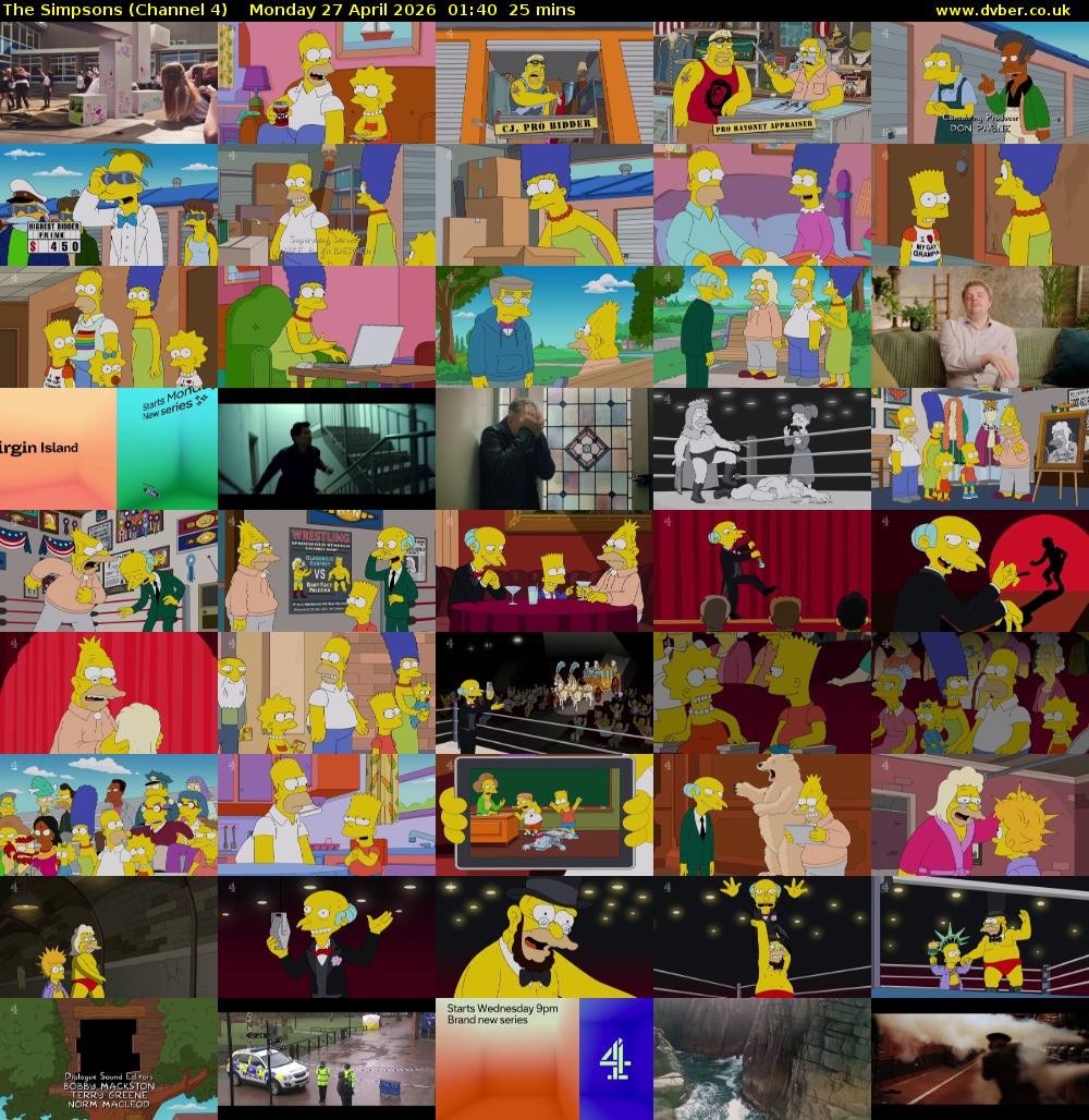 The Simpsons (Channel 4) Monday 27 April 2026 01:40 - 02:05