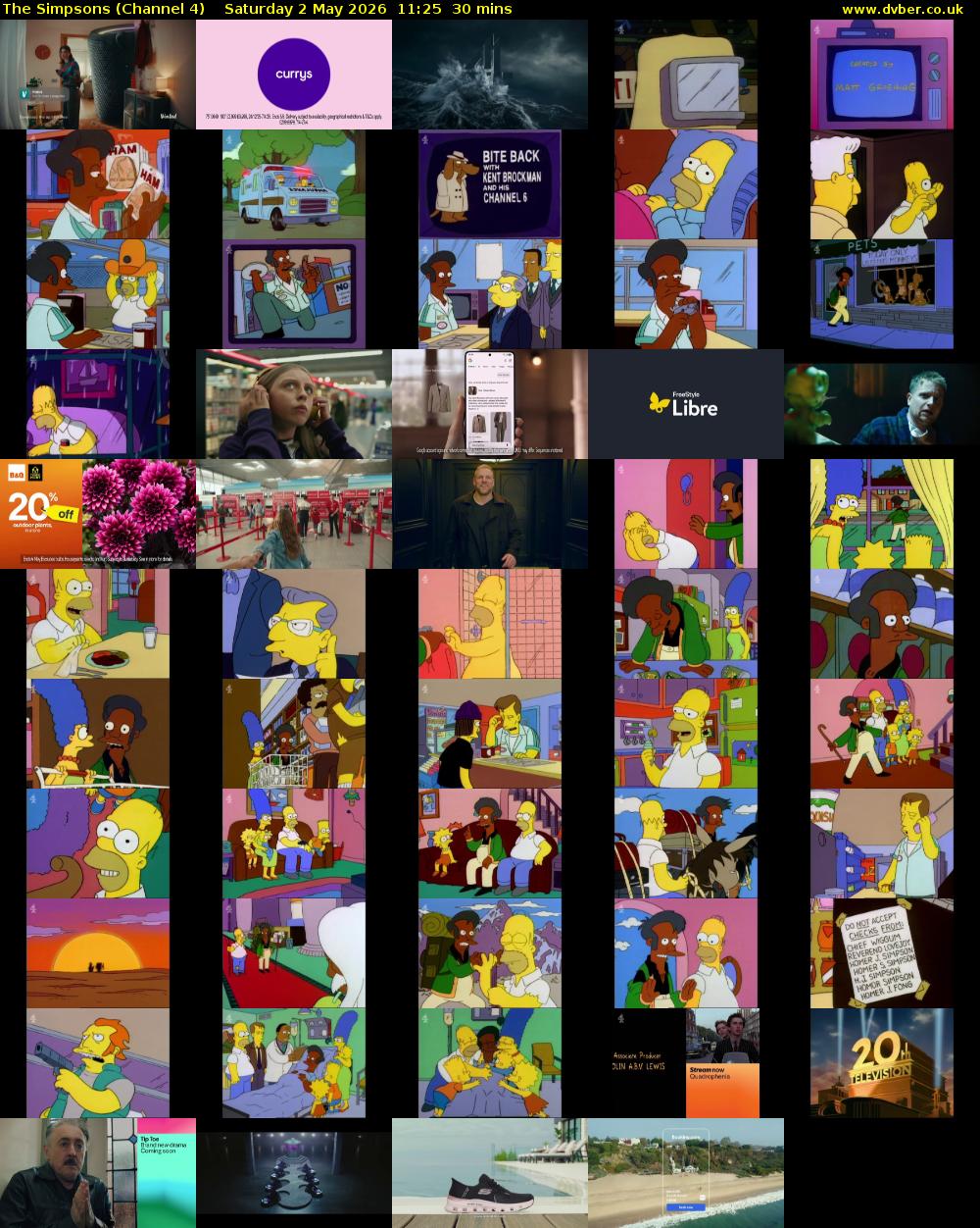 The Simpsons (Channel 4) Saturday 2 May 2026 11:25 - 11:55