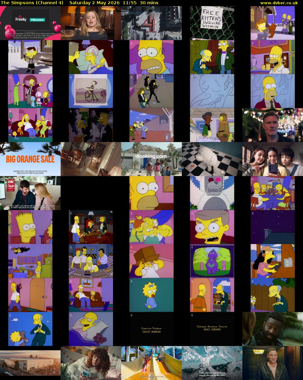 The Simpsons (Channel 4) Saturday 2 May 2026 11:55 - 12:25