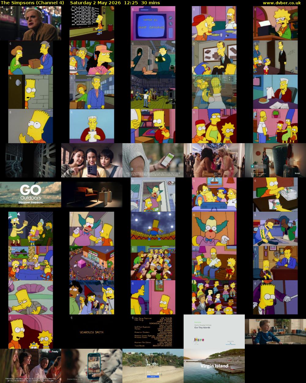 The Simpsons (Channel 4) Saturday 2 May 2026 12:25 - 12:55