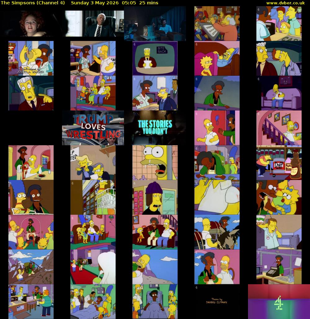 The Simpsons (Channel 4) Sunday 3 May 2026 05:05 - 05:30