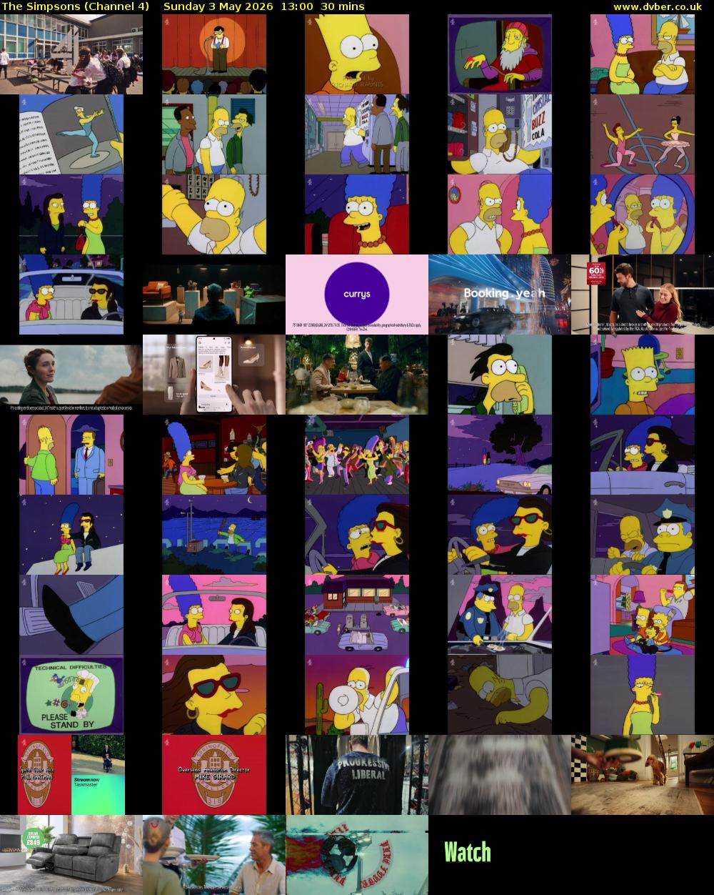 The Simpsons (Channel 4) Sunday 3 May 2026 13:00 - 13:30