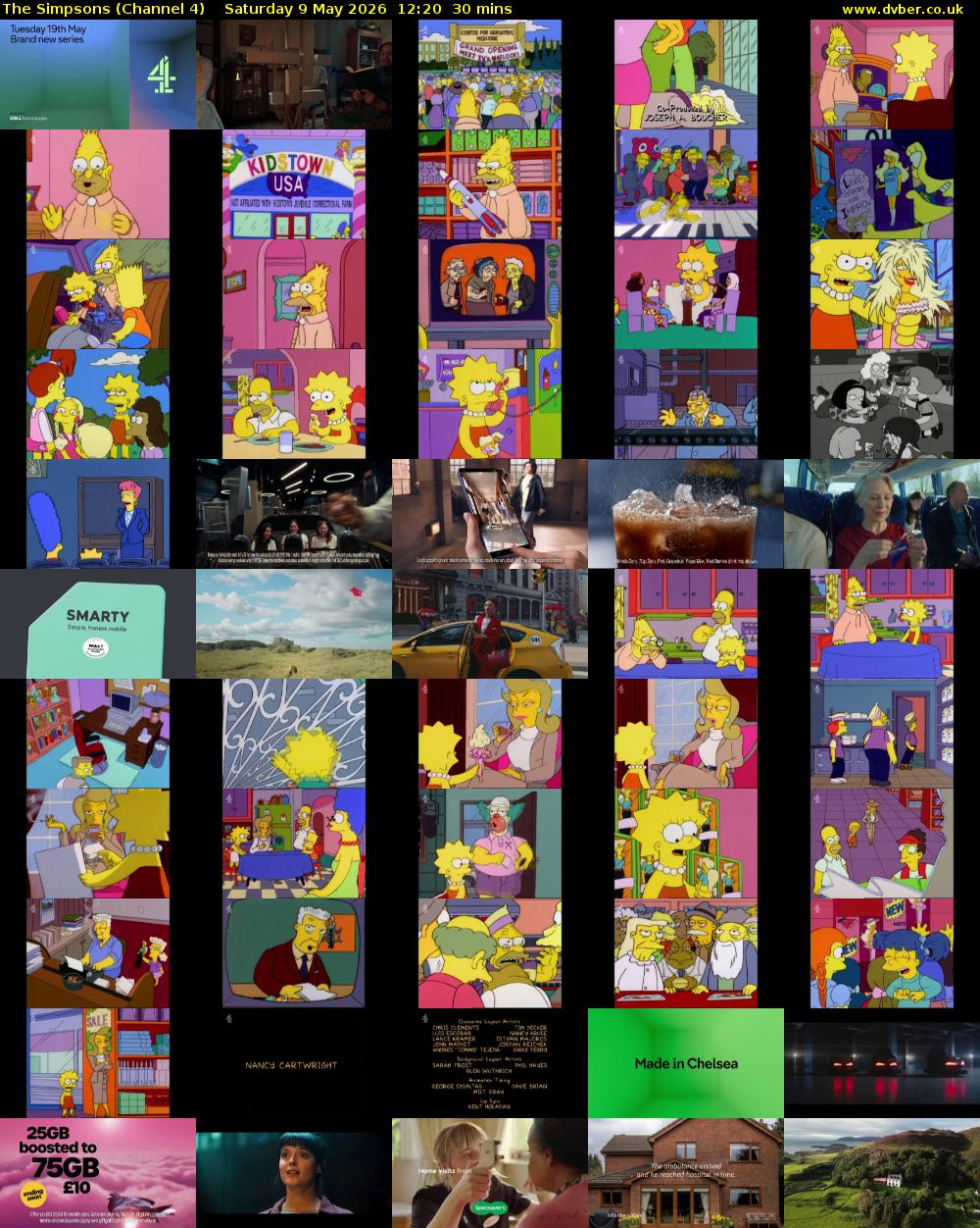 The Simpsons (Channel 4) Saturday 9 May 2026 12:20 - 12:50
