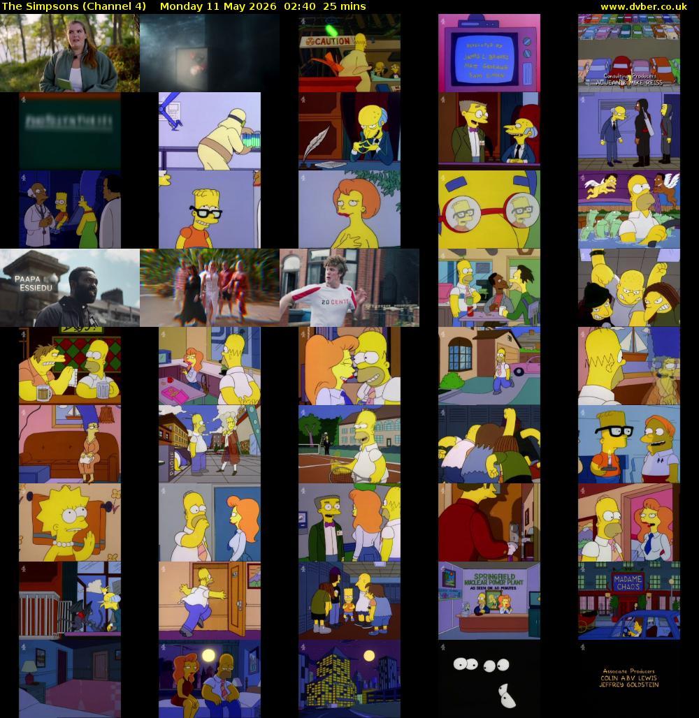 The Simpsons (Channel 4) Monday 11 May 2026 02:40 - 03:05