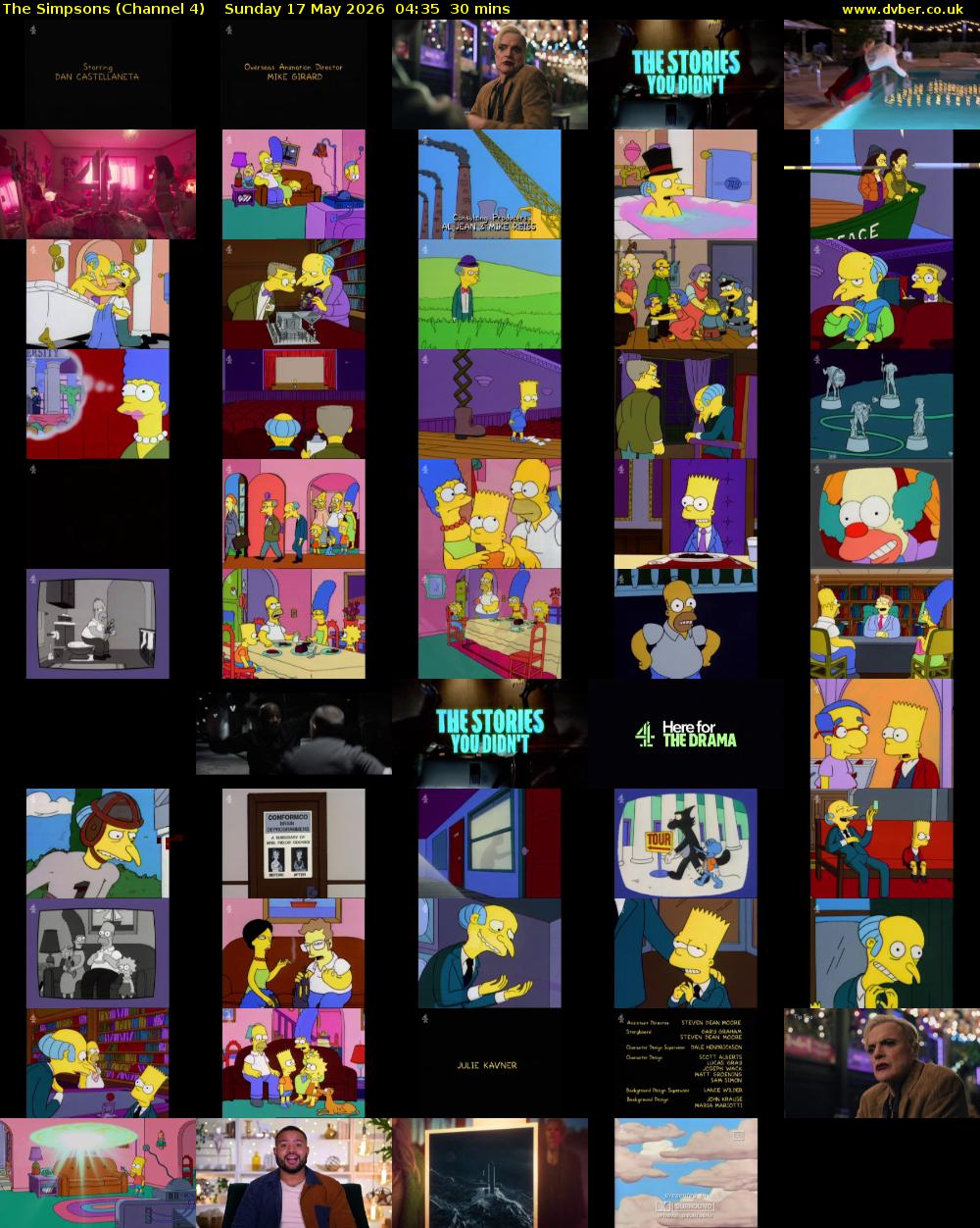 The Simpsons (Channel 4) Sunday 17 May 2026 04:35 - 05:05