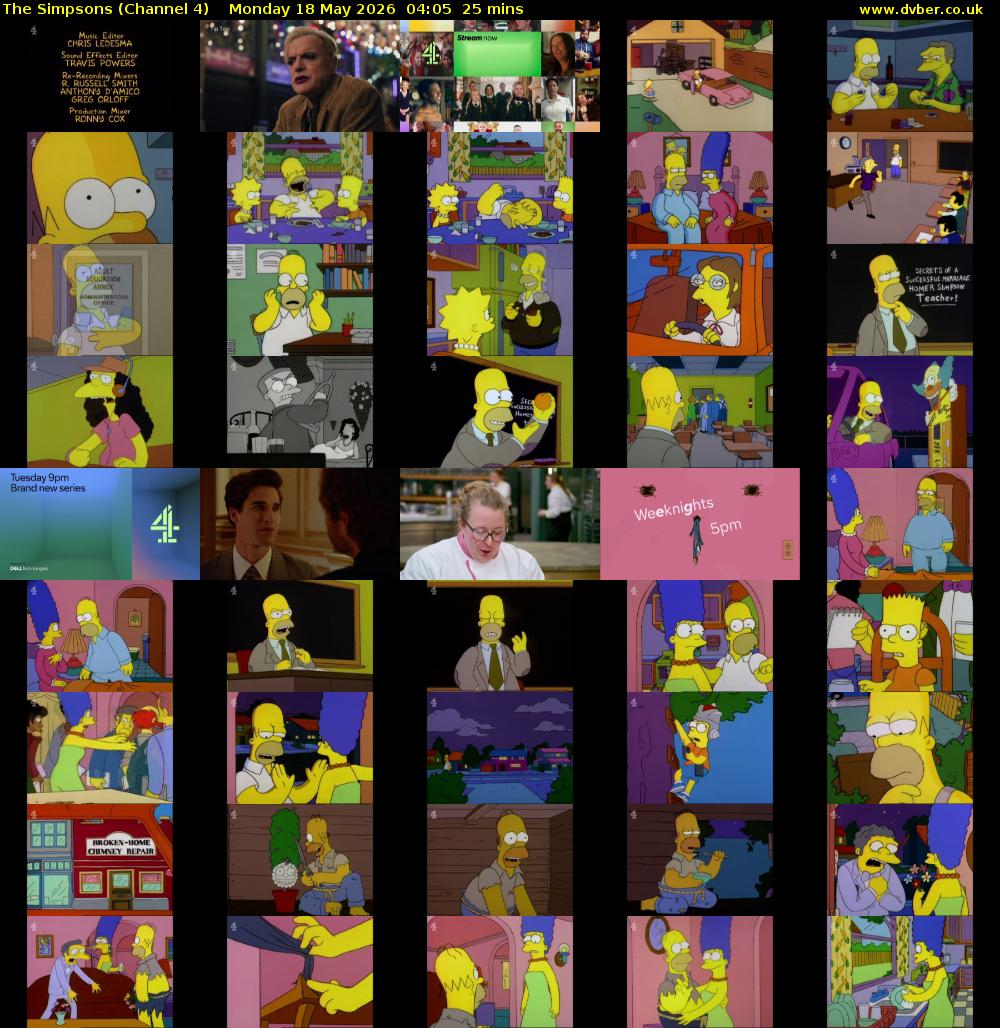 The Simpsons (Channel 4) Monday 18 May 2026 04:05 - 04:30