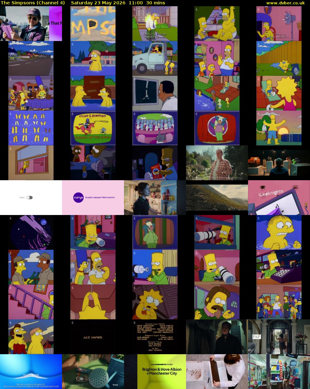 The Simpsons (Channel 4) Saturday 23 May 2026 11:00 - 11:30