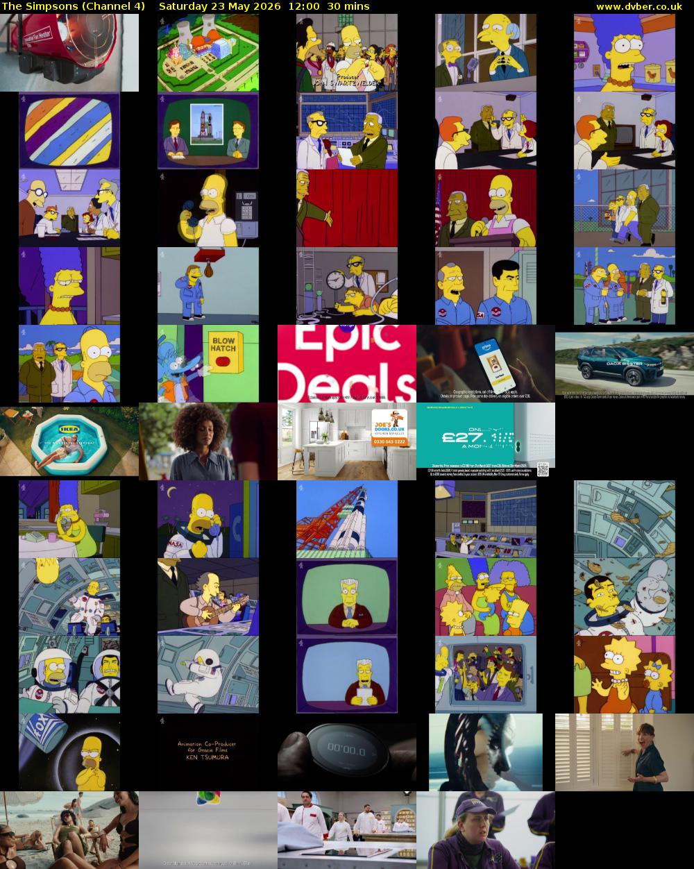 The Simpsons (Channel 4) Saturday 23 May 2026 12:00 - 12:30