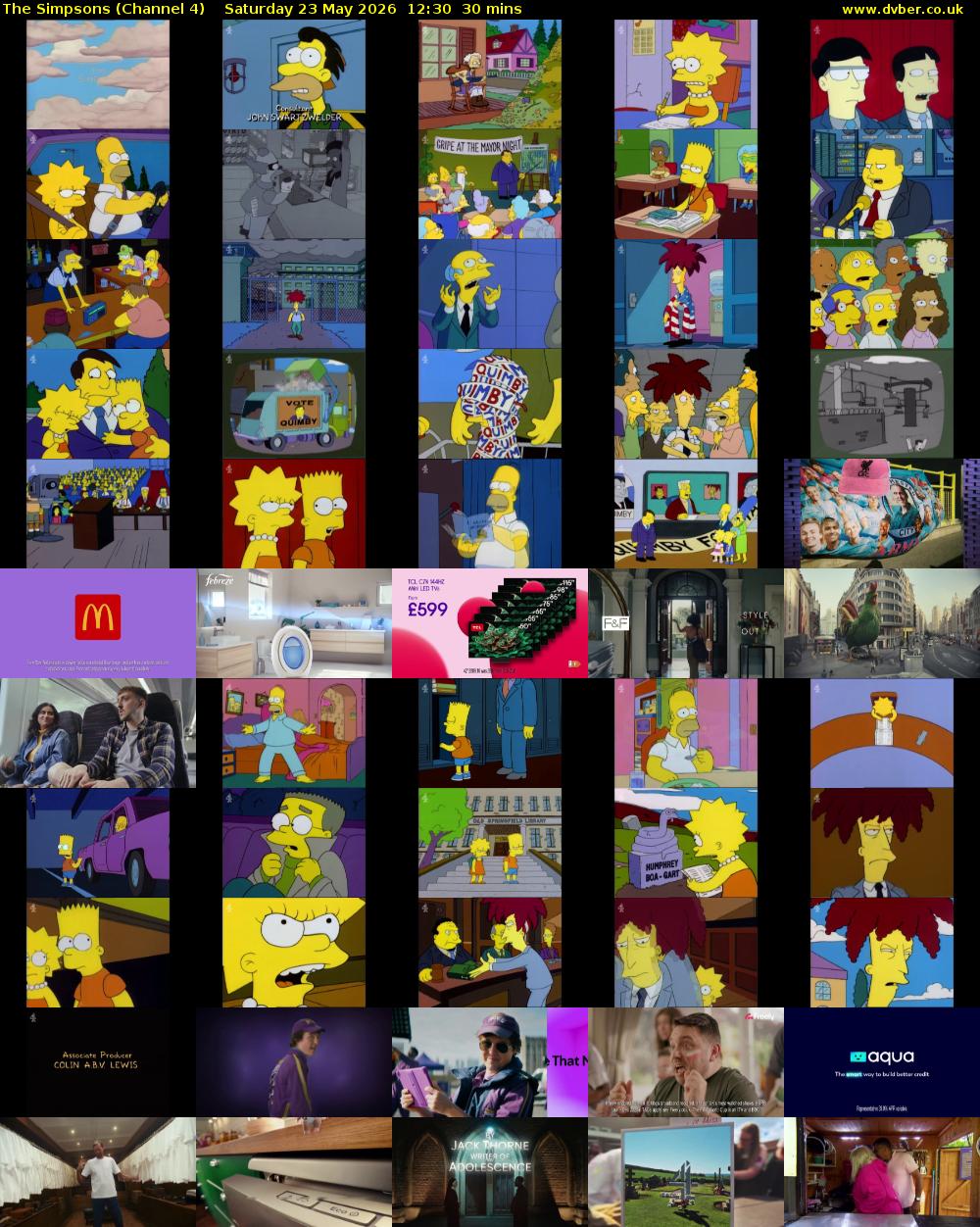 The Simpsons (Channel 4) Saturday 23 May 2026 12:30 - 13:00