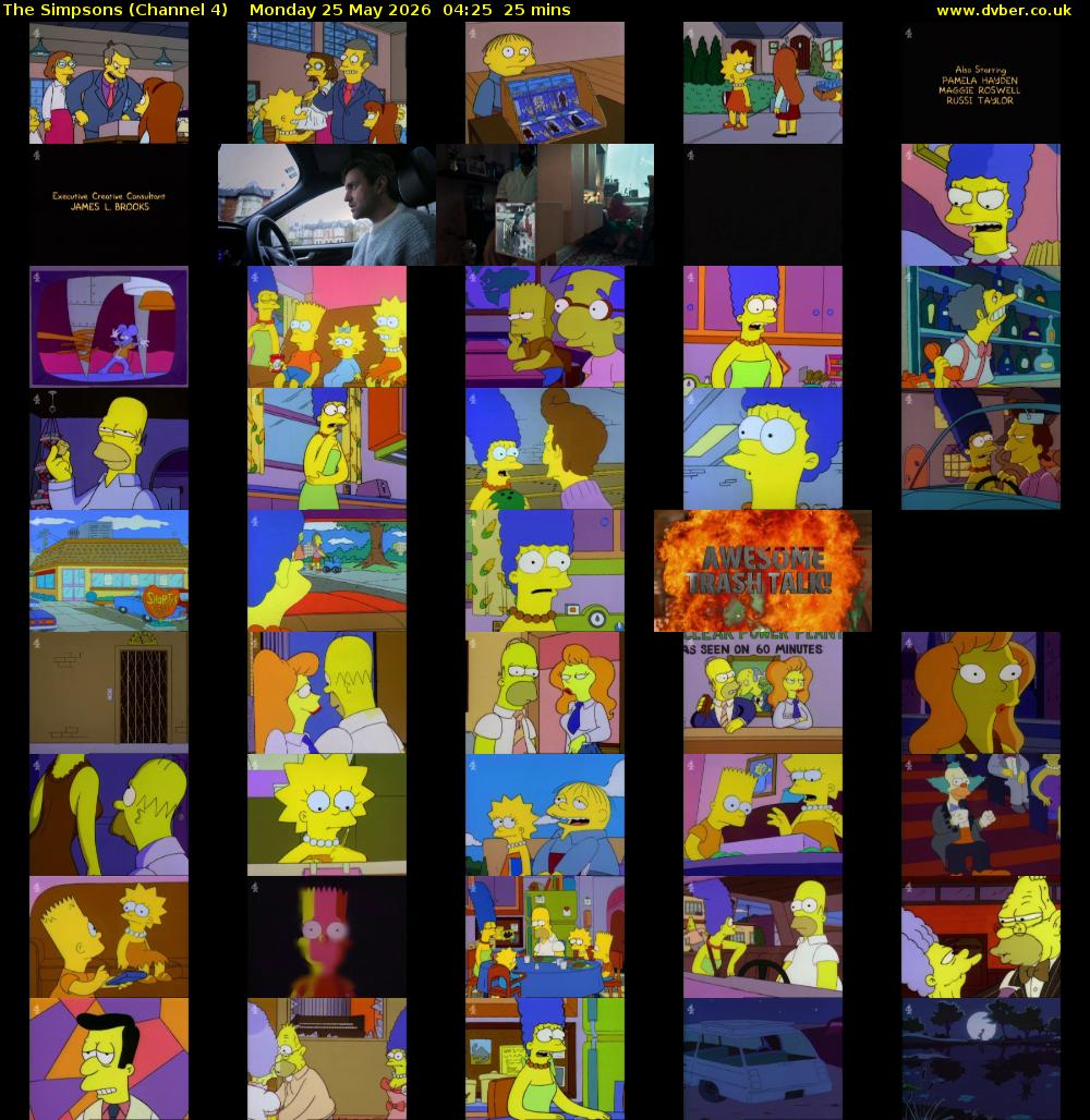 The Simpsons (Channel 4) Monday 25 May 2026 04:25 - 04:50