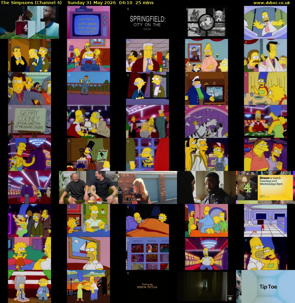 The Simpsons (Channel 4) Sunday 31 May 2026 04:10 - 04:35