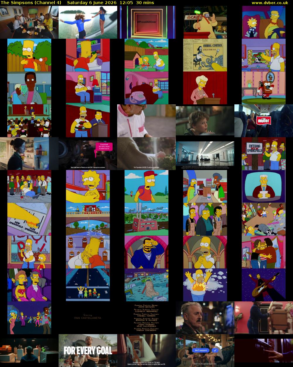 The Simpsons (Channel 4) Saturday 6 June 2026 12:05 - 12:35