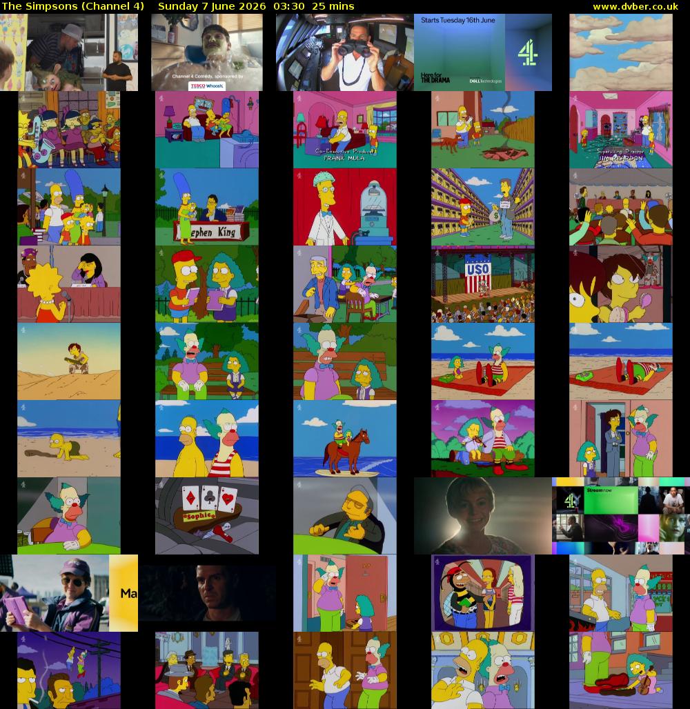 The Simpsons (Channel 4) Sunday 7 June 2026 03:30 - 03:55