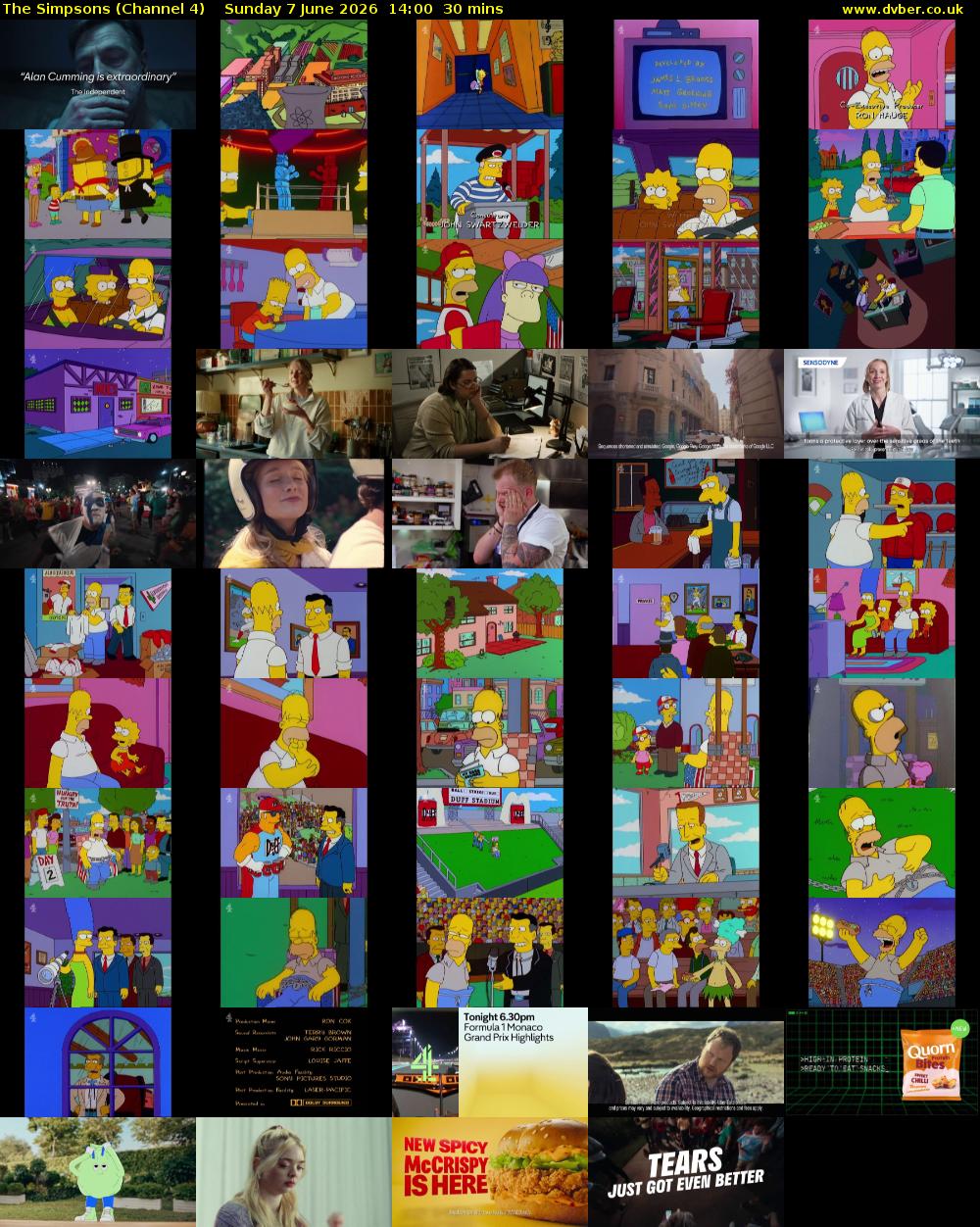 The Simpsons (Channel 4) Sunday 7 June 2026 14:00 - 14:30