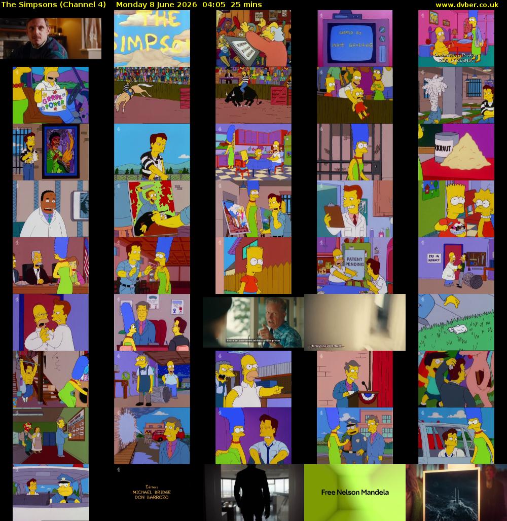 The Simpsons (Channel 4) Monday 8 June 2026 04:05 - 04:30