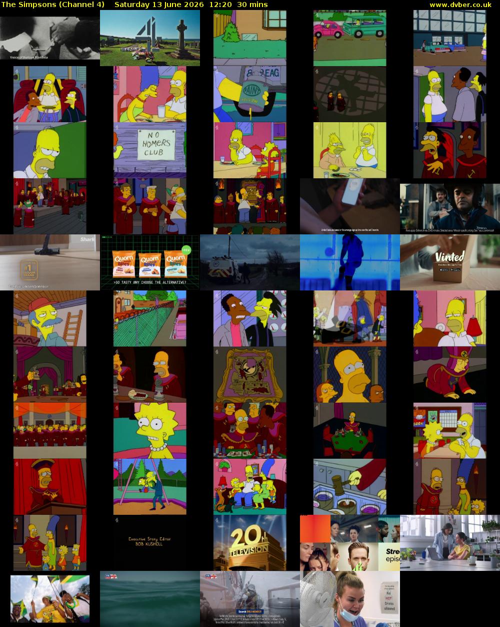 The Simpsons (Channel 4) Saturday 13 June 2026 12:20 - 12:50
